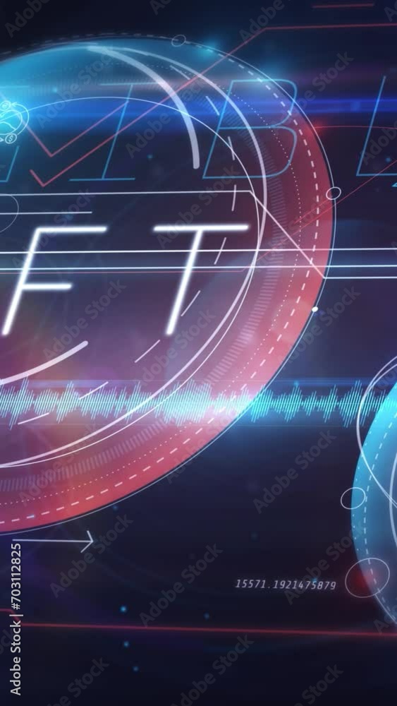Poster animated flow of virtual digital nft space.