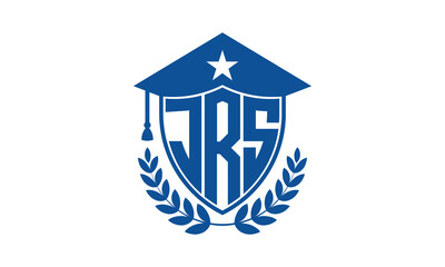 JRS three letter iconic academic logo design vector template. monogram, abstract, school, college, university, graduation cap symbol logo, shield, model, institute, educational, coaching canter, tech