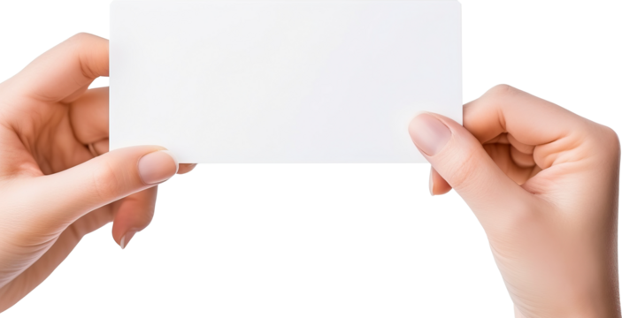 Hand holding white sheet of paper isolated on transparent background.PNG