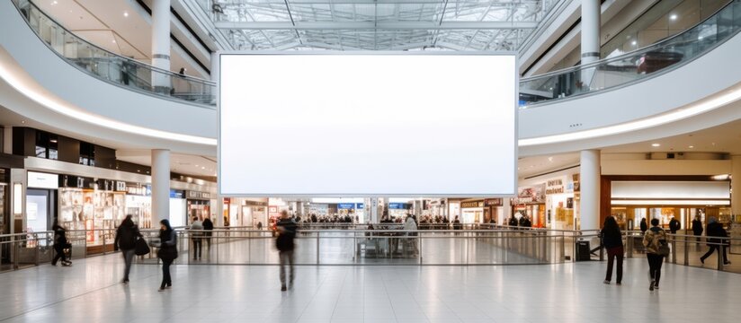 Blank Billboard In Shopping Center inside mall