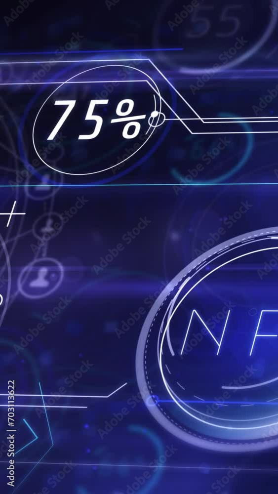 Poster flow of abstract data about fictional nft.