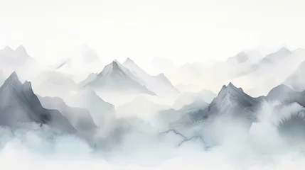 Rolgordijnen Mountain water color light gray background © Ilmi