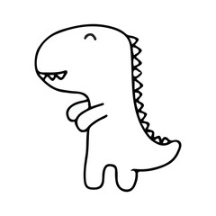 Cute dinosaur doodle with transparent background