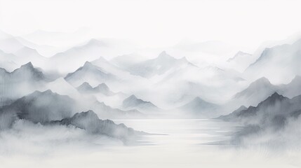 Mountain water color light gray background