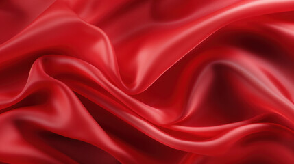 Obraz premium Close-up of a luxurious red satin fabric with flowing waves, symbolizing romance and elegance.