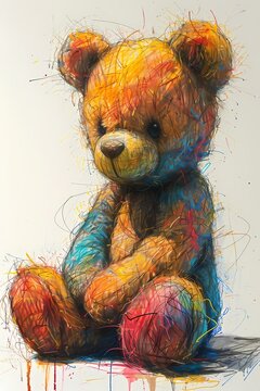 teddy bear cute painting illustration