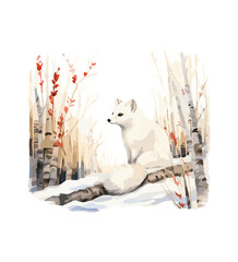 Fox watercolor Illustration 