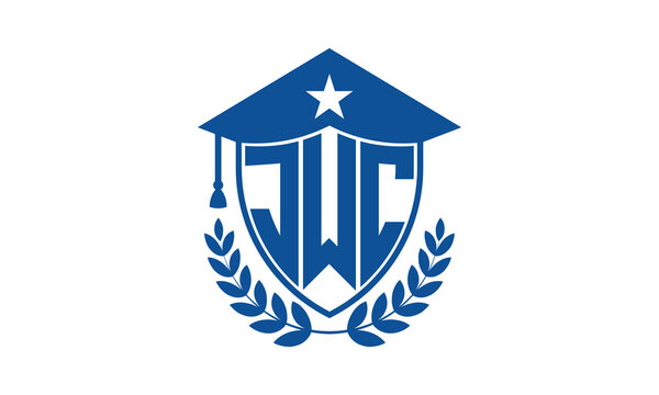 JWC three letter iconic academic logo design vector template. monogram, abstract, school, college, university, graduation cap symbol logo, shield, model, institute, educational, coaching canter, tech