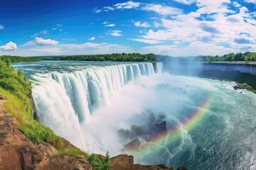 Niagara Falls, USA. Niagara Falls is the largest waterfall in the world, Niagara Falls panoramic view in summer, Ontario, Canada, AI Generated