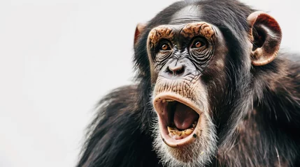 Fotobehang 驚いた表情のチンパンジー © Rossi0917