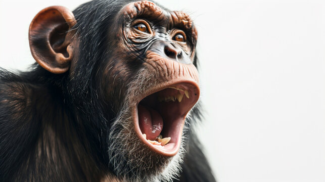 驚いた表情のチンパンジー