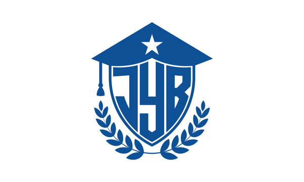 JYB three letter iconic academic logo design vector template. monogram, abstract, school, college, university, graduation cap symbol logo, shield, model, institute, educational, coaching canter, tech