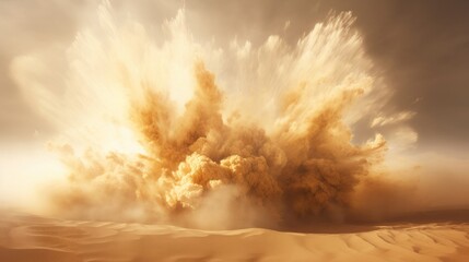 A huge explosion of dust in the desert - obrazy, fototapety, plakaty