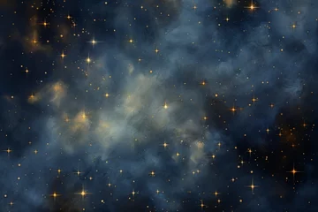 Fotobehang Night sky with golden stars © Tran