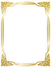 Art Deco frame, decorative gold frames, vintage gold frame, banner label, line geometric wedding label card frame, png transparent background
