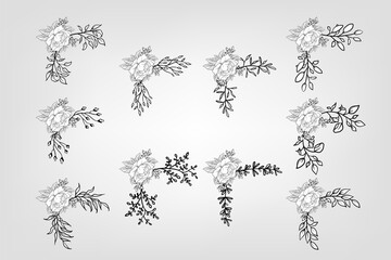 Set botanic blossom floral elements Decorative for Invitation