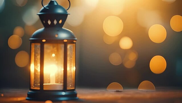 Closeup of a glowing lantern, providing just enough light for a romantic atmosphere.