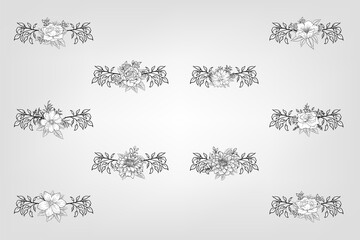 Set botanic blossom floral elements Decorative for Invitation