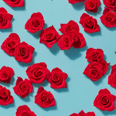 valentines day background. roses on blue background.