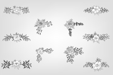 Set botanic blossom floral elements Decorative for Invitation