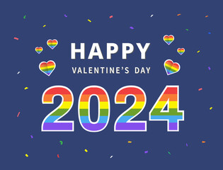 Happy Valentine's Day. LGBTQ Pride concept. Design for banners, flyers, postcards. Vector illustration