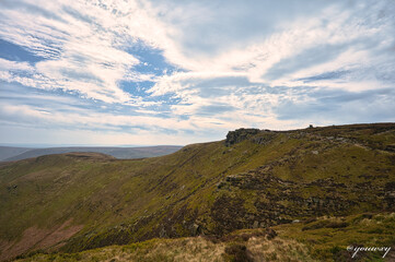 landscape with hills clouds in Peak District