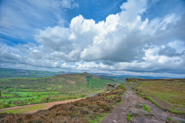Fototapeta na wymiar landscape with hills clouds in Peak District