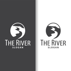 River logo, creeks, simple silhouette inspiration design river flow illustration template