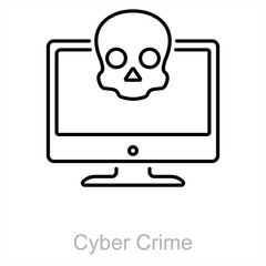 Cyber Crime and online crime icon concept