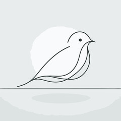 Continuous contour of seagull in one line, simple vector sketch