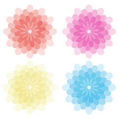 色々な色のダリアの花のイラスト