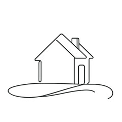Continuous contour of house in one line, simple vector sketch