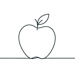 Continuous contour of apple in one line