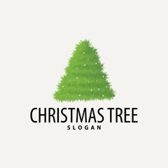 Fototapeta premium Simple Christmas tree logo design with abstract minimalist vector illustration christmas template