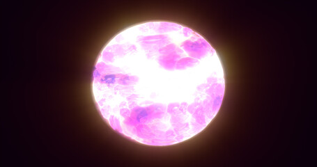Energy abstract purple sphere of glowing liquid plasma, electric magic round energy ball background