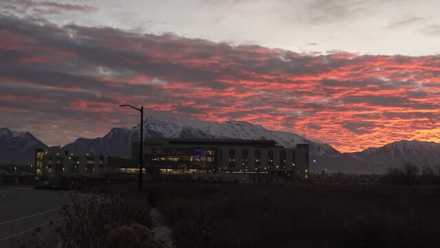 The future Primary Children's Hospital construction site in Lehi, Utah at dawn