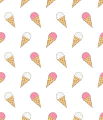 Seamless pattern with ice cream cones