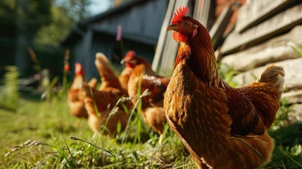 Raamstickers Hen on the chicken farm. © kardaska