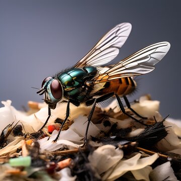 A dung fly on garbage