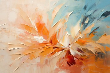abstract background oil painting of a flower on canvas close-up, Oil paint texture with brush and...