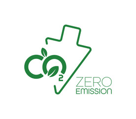 zero emission sign on white background	