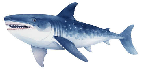 Fototapeta premium Shark. Watercolor in Blue Tone with Transparency background