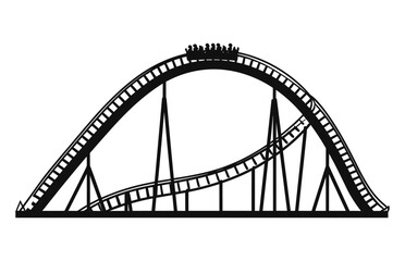 A Rollercoaster black Silhouette, Roller coaster Vector isolated on a white background