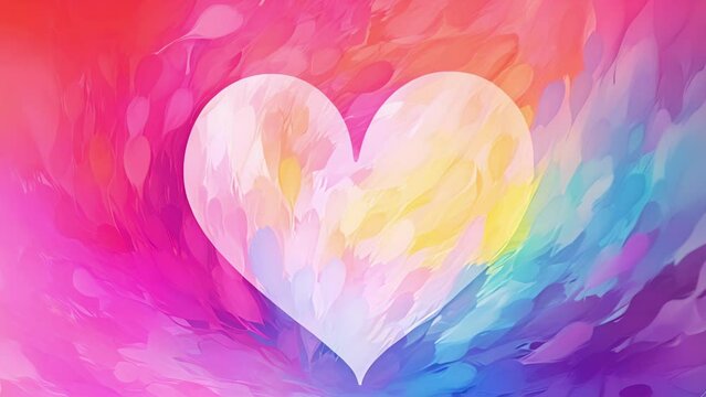 Like an abstract painting, this handdrawn heart illustration is brought to life with a watercolor effect, showcasing a rainbow of shades ranging from burgundy to pastel pink.