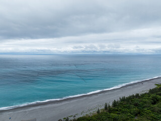 Drone fly over the Hualien sea coastline of Taiwan