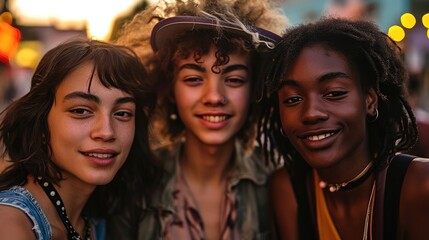Fototapeta premium Gen Z multiracial friends hanging out together. Generative AI.