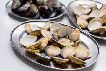 Grill seafood clam in the street market
