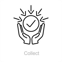 Collect and hand icon concept