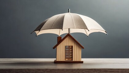 umbrella wallpaper Guarded Residence: Home Insurance Concept with a Wooden House and Umbrella"