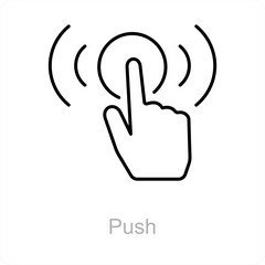 Push and hand icon concept